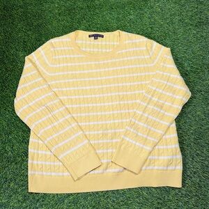Brooks Brothers 346 Women’s Preppy Cable Knit Sweater XL Yellow Striped sweater